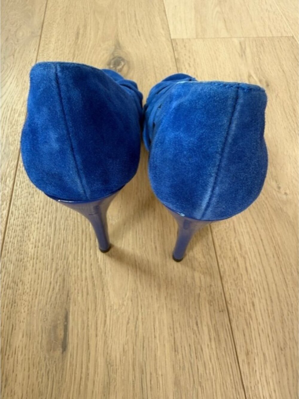 Steve Madden Royal Blue Suede Open-Toe High Heels Womens Size 9 - Picture 4 of 6
